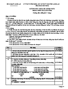 Đề thi tuyển sinh vào lớp 10 môn Sinh học - Năm học 2015-2016 - Trường THPT chuyên Long An